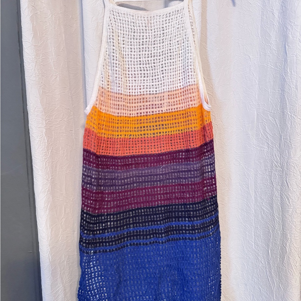 Colorful Striped Crochet Dress